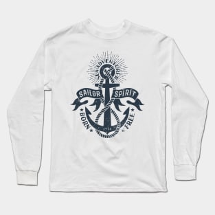 Marine logo, with anchor and heraldic ribbons Long Sleeve T-Shirt